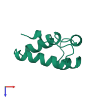 PDB entry 1a43 coloured by chain, top view.