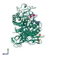 PDB entry 1a47 coloured by chain, side view.