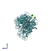 PDB entry 1a4g coloured by chain, side view.