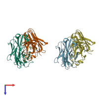 PDB entry 1a4k coloured by chain, top view.