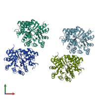 PDB entry 1a4m coloured by chain, front view.