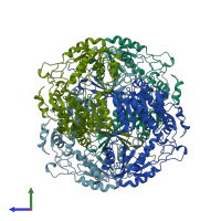 PDB entry 1a4s coloured by chain, side view.