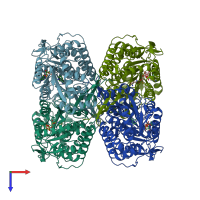 PDB entry 1a4z coloured by chain, top view.