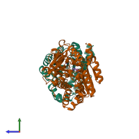 PDB entry 1a50 coloured by chain, side view.