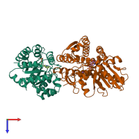 PDB entry 1a50 coloured by chain, top view.