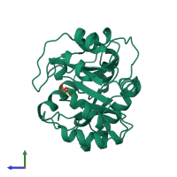 PDB entry 1a53 coloured by chain, side view.