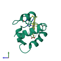 PDB entry 1a56 coloured by chain, side view.