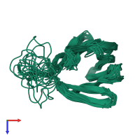 PDB entry 1a57 coloured by chain, ensemble of 20 models, top view.