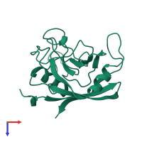 PDB entry 1a58 coloured by chain, top view.