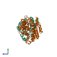 PDB entry 1a5b coloured by chain, side view.