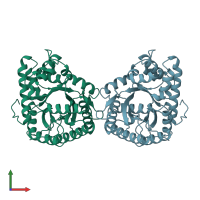 PDB entry 1a5c coloured by chain, front view.