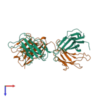 PDB entry 1a5f coloured by chain, top view.