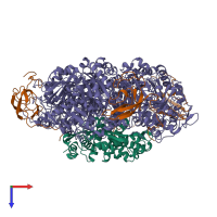 Hetero nonameric assembly 1 of PDB entry 1a5k coloured by chemically distinct molecules, top view.