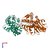 PDB entry 1a5s coloured by chain, top view.