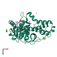 PDB entry 1a5z coloured by chain, top view.