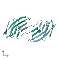 PDB entry 1a64 coloured by chain, front view.