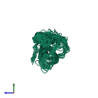 PDB entry 1a67 coloured by chain, ensemble of 16 models, side view.