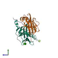 PDB entry 1a6a coloured by chain, side view.