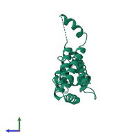 PDB entry 1a6i coloured by chain, side view.