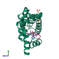 PDB entry 1a6m coloured by chain, side view.