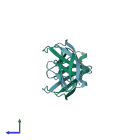 PDB entry 1a6p coloured by chain, side view.