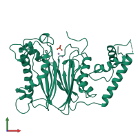PDB entry 1a6q coloured by chain, front view.