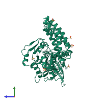 PDB entry 1a6r coloured by chain, side view.