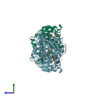 PDB entry 1a71 coloured by chain, side view.