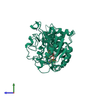 PDB entry 1a72 coloured by chain, side view.