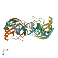 PDB entry 1a74 coloured by chain, top view.