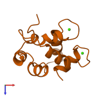 Monomeric assembly 2 of PDB entry 1a75 coloured by chemically distinct molecules, top view.