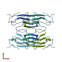 PDB entry 1a7b coloured by chain, front view.