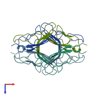 PDB entry 1a7b coloured by chain, top view.