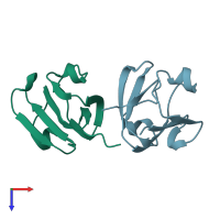 PDB entry 1a7h coloured by chain, top view.