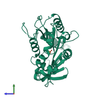 PDB entry 1a7j coloured by chain, side view.
