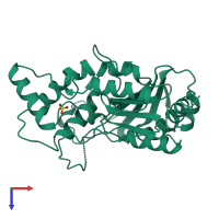 PDB entry 1a7j coloured by chain, top view.