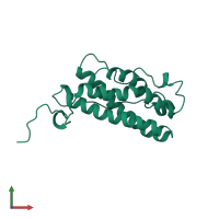 Monomeric assembly 1 of PDB entry 1a7m coloured by chemically distinct molecules, front view.