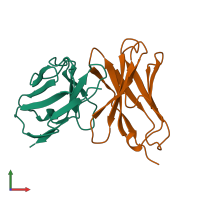 PDB entry 1a7o coloured by chain, front view.
