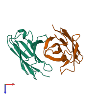 PDB entry 1a7o coloured by chain, top view.