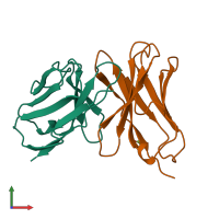 PDB entry 1a7p coloured by chain, front view.