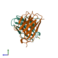 PDB entry 1a7p coloured by chain, side view.