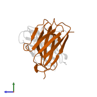 Ig heavy chain V region PJ14 in PDB entry 1a7p, assembly 1, side view.