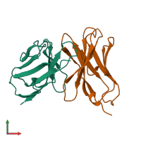 PDB entry 1a7r coloured by chain, front view.