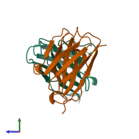 PDB entry 1a7r coloured by chain, side view.