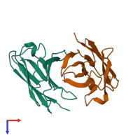 PDB entry 1a7r coloured by chain, top view.
