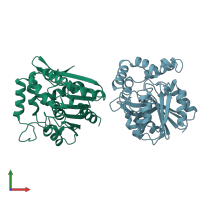 PDB entry 1a7u coloured by chain, front view.