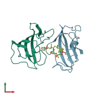 PDB entry 1a7x coloured by chain, front view.