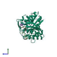 PDB entry 1a82 coloured by chain, side view.
