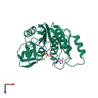 PDB entry 1a82 coloured by chain, top view.