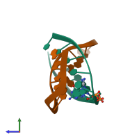 PDB entry 1a84 coloured by chain, side view.